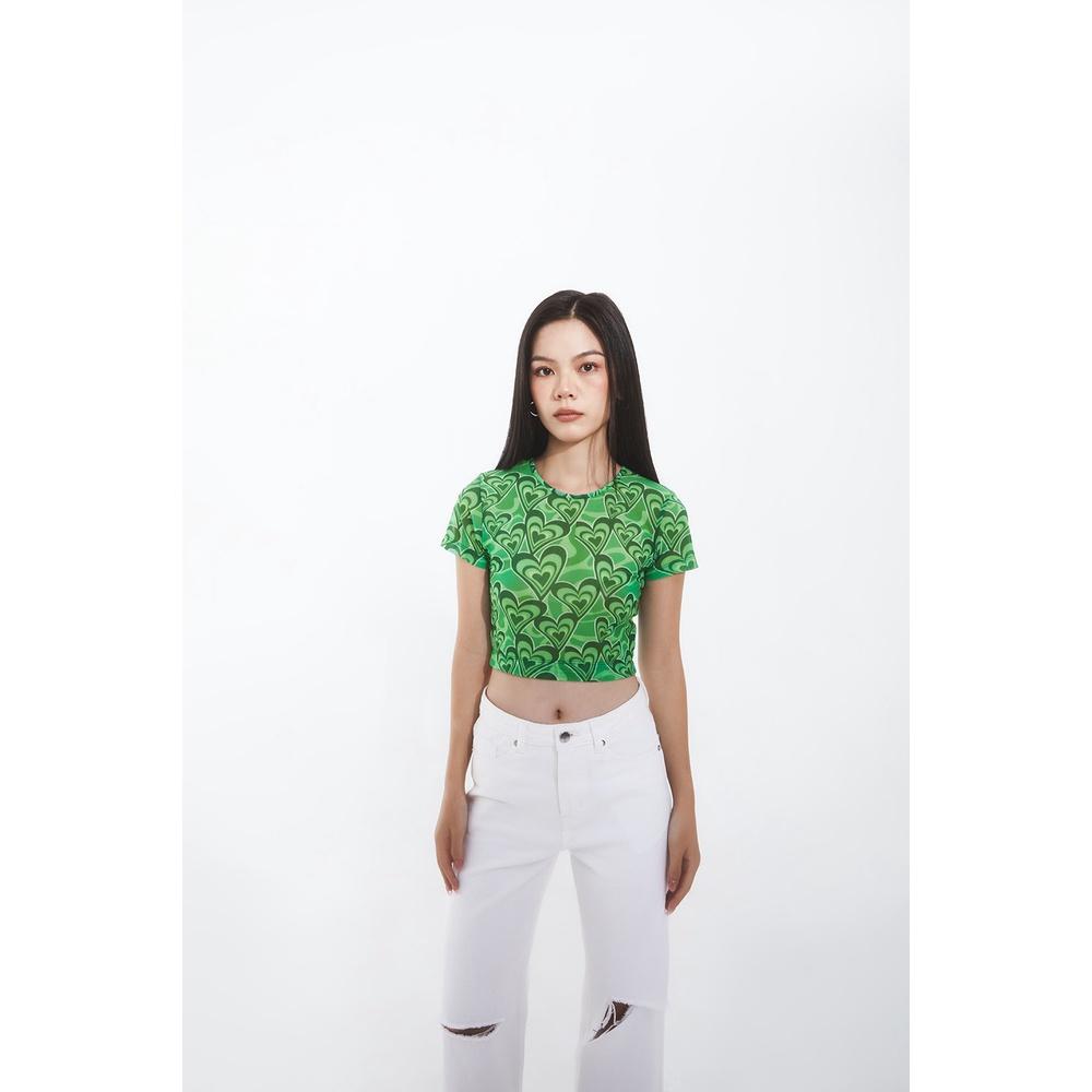 DOTTIE - Áo ngắn nữ xanh lá T0556