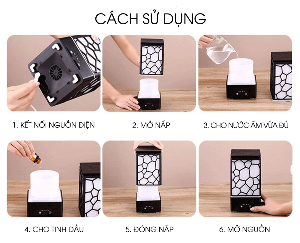 Máy khuếch tán tinh dầu sóng siêu âm cao cấp LẬP PHƯƠNG - CÓ REMOTE