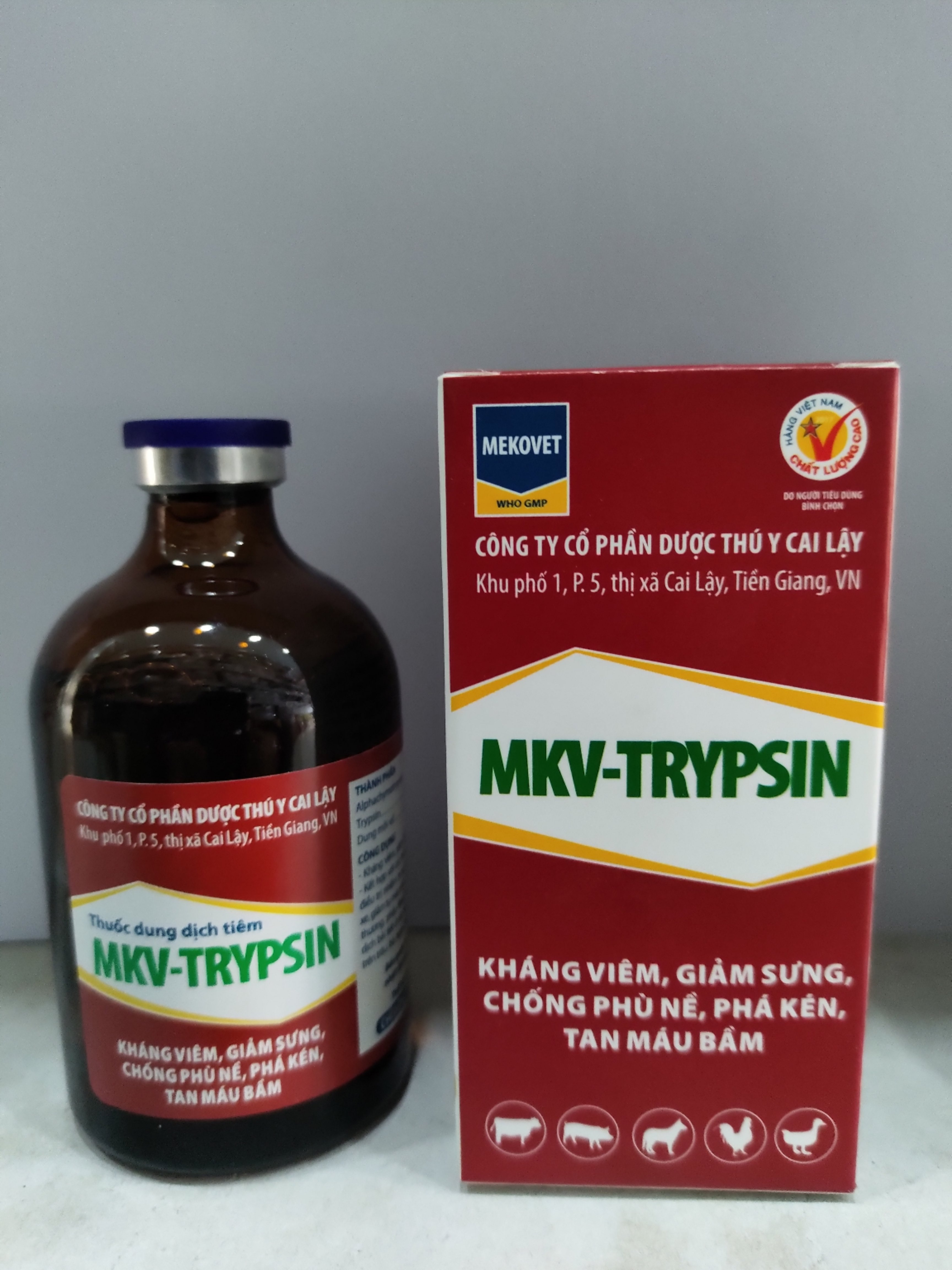 Thuốc dung dịch tiêm MKV-TRYPSIN Kháng viêm, giảm sưng, chống phù nề, phá kén, tan máu bầm