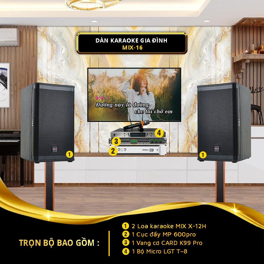 Dàn hát karaoke gia đình MIX 16 - Hàng Chính Hãng