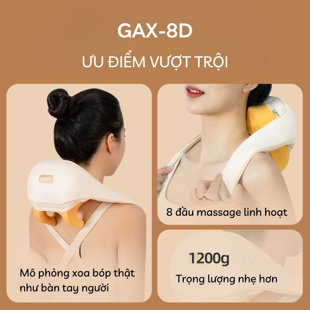 ￼Máy Massage Cổ Vai Gáy GAX-8D Healthy Care - Mô Phỏng Xoa Bóp Bàn Tay 8 Điểm Chạm Mới Nhất 2026