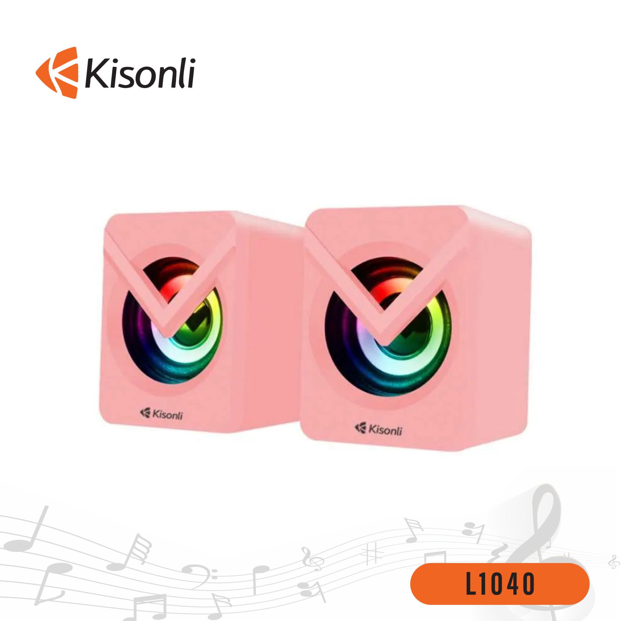 Loa 2.0 Kisonli L-1040 Pink LED - Hàng chính hãng