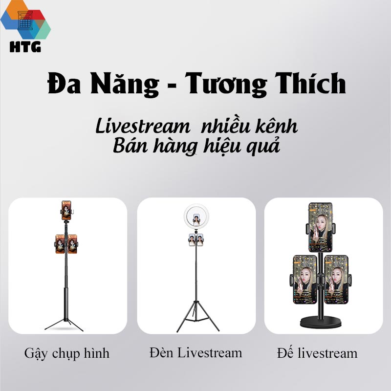 Giá đỡ kẹp điện thoại đôi CYKE C2, hỗ trợ livestream, quay phim video bằng điện thoại, máy tính bảng nhiều máy cùng lúc, gắn xe đạp, hàng chính hãng