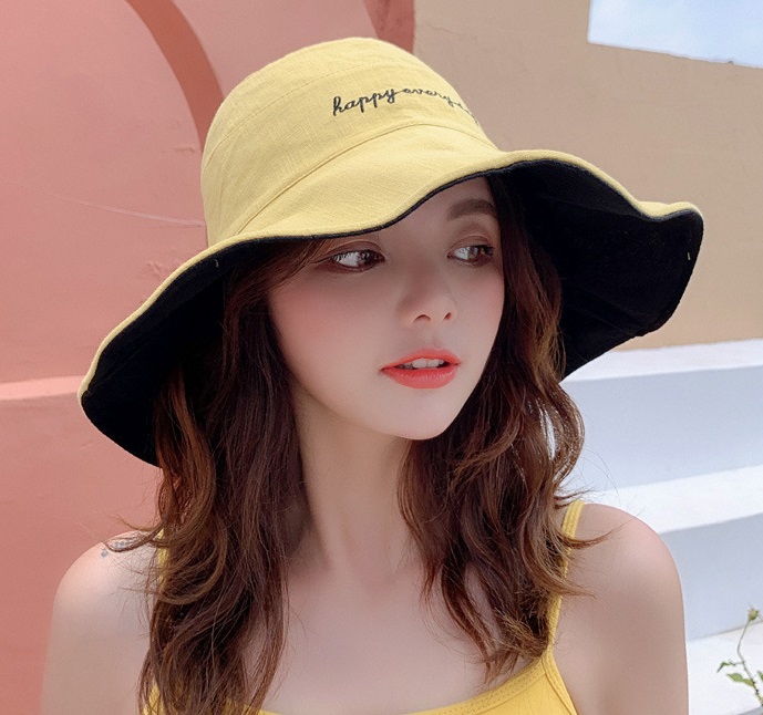 Mũ 2 mặt rộng vành chống nắng smile girl happy life nón nữ thời trang