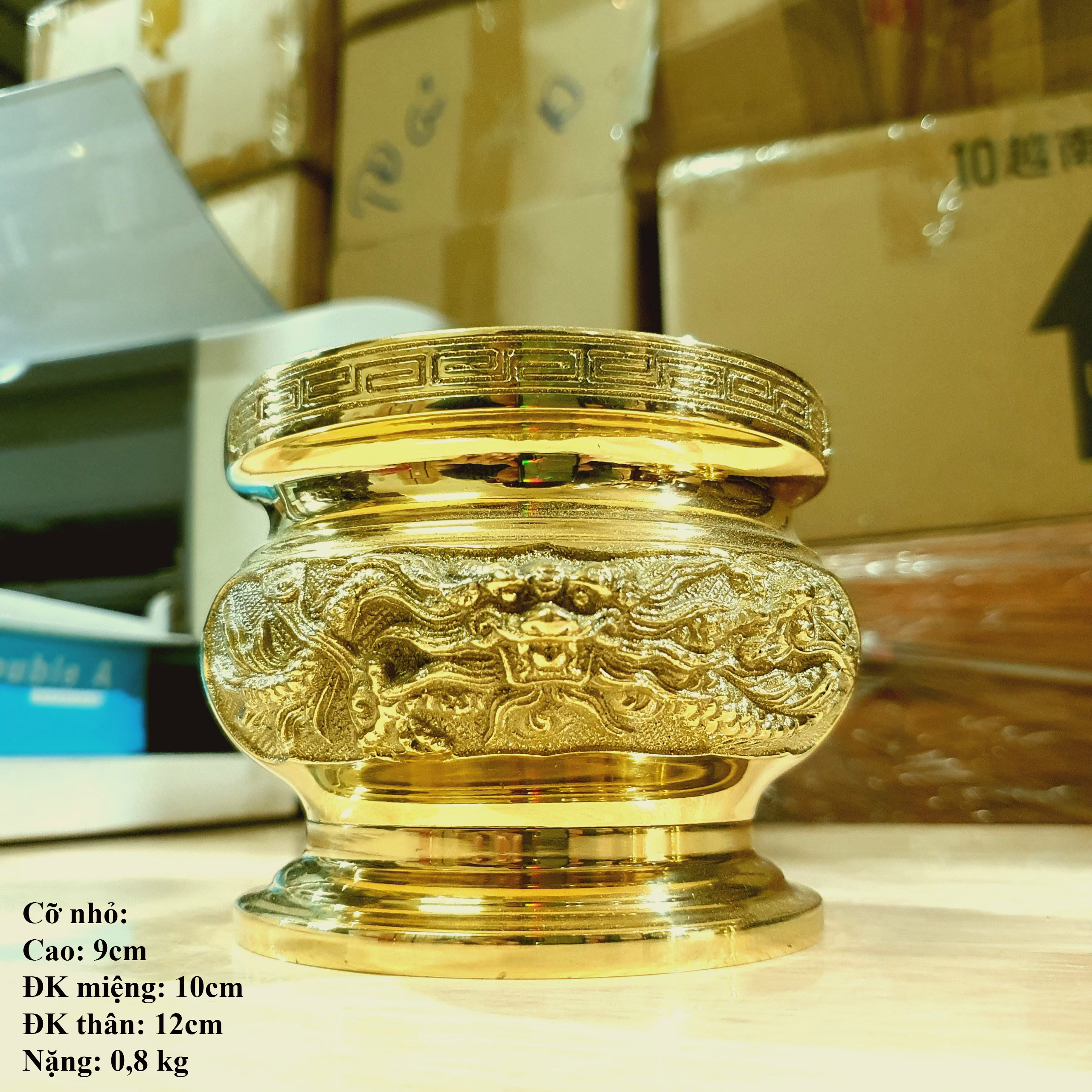 Bát nhang hình rồng sen mẫu 3D bằng đồng thương hiệu Hiệp Tiến Phát