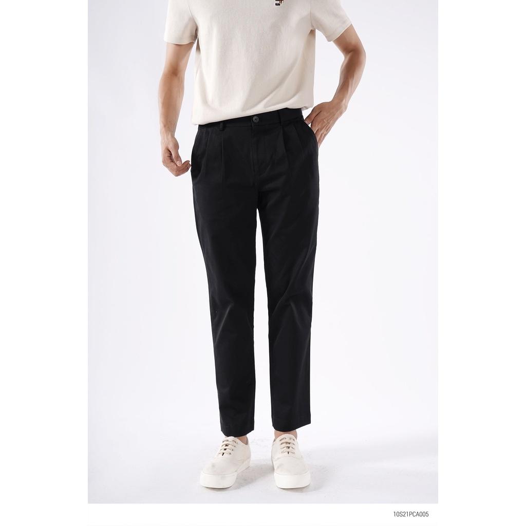 Quần kaki nam form straight crop màu đen có độ co giãn nhẹ 10F21PCA005 - LASTORE MENSWEAR