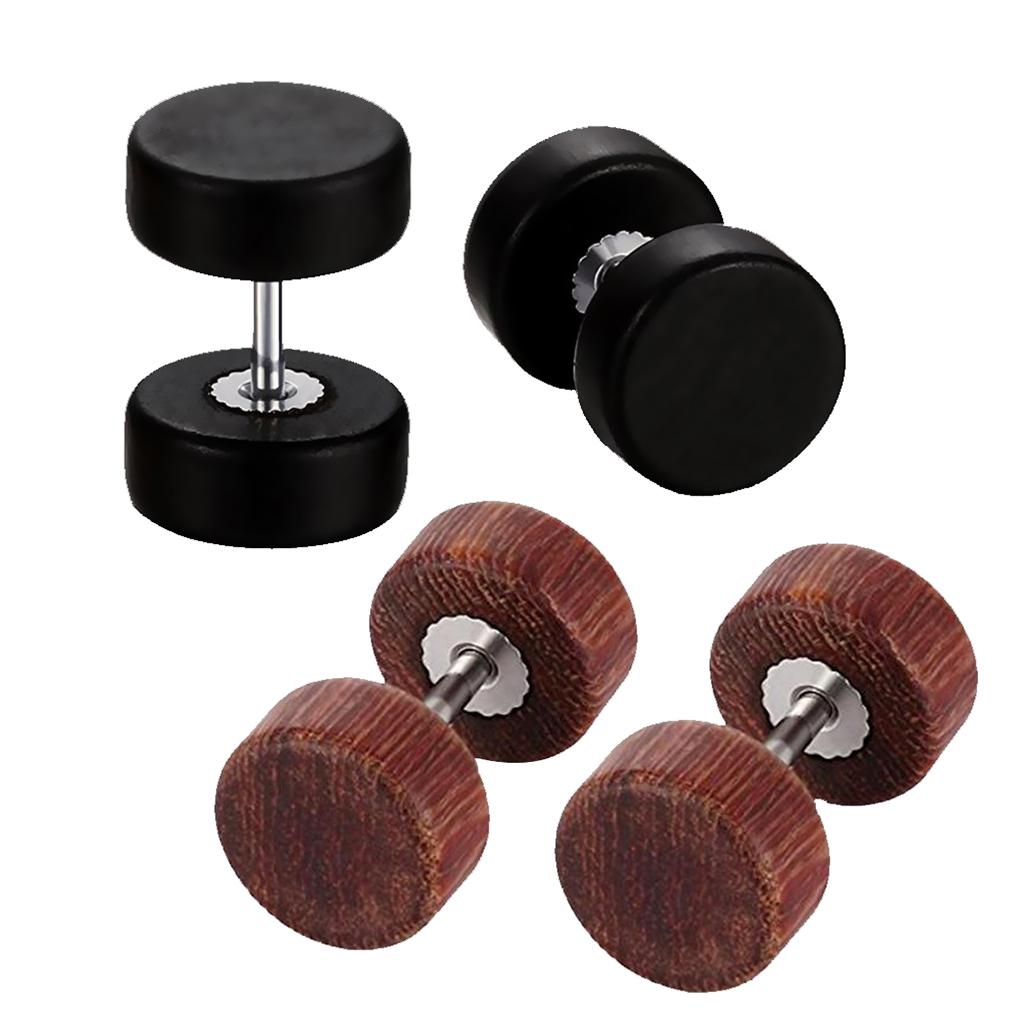 2 pairs Wooden Earrings Mens Womens Stud Earrings Ear Piercing Plugs Tunnels