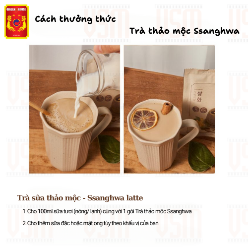 [VSM] Trà Thảo Mộc Ssanghwacha Nguyên Chất Ginseng House - Herb Tonic Tea - Hộp 5 gói