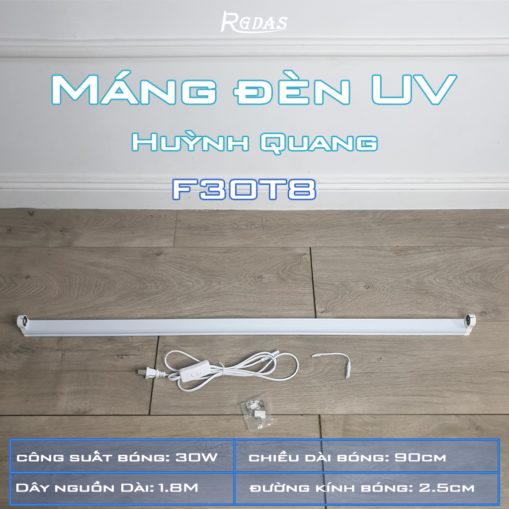 Máng đèn huỳnh quang UV cực tím đầy đủ kích thước dây nguồn dài 1.5m