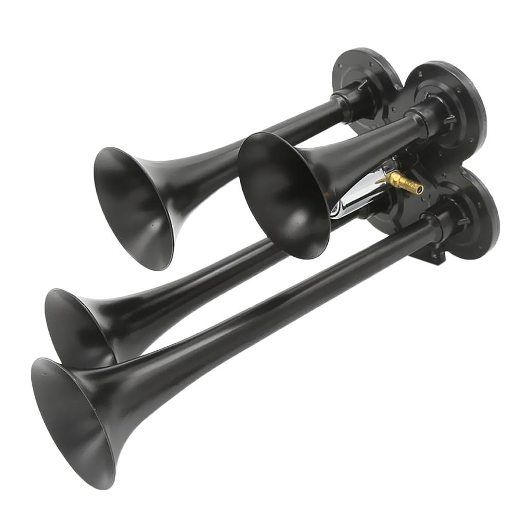12V/24V Car Truck Boat 4 Trumpet Train Air Horn Set 150db for Air Compressor