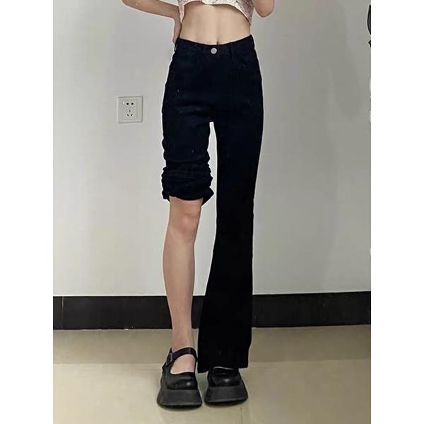 Quần Jeans Nữ Ống Loe Cạp Cao Cài Cúc Loại 1