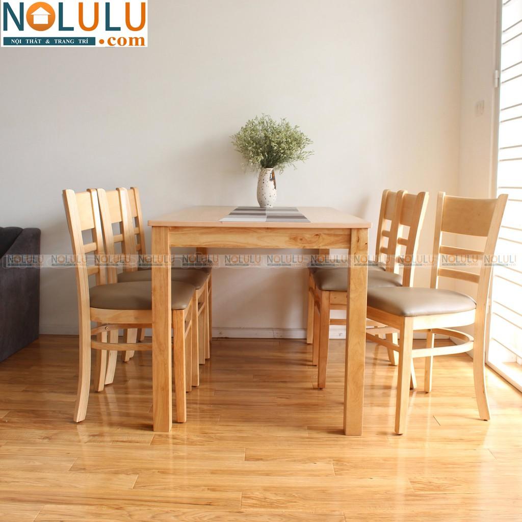 Bộ Bàn Ăn CABIN 6 Ghế Gỗ Tự Nhiên Mặt Bàn Veneer Sồi