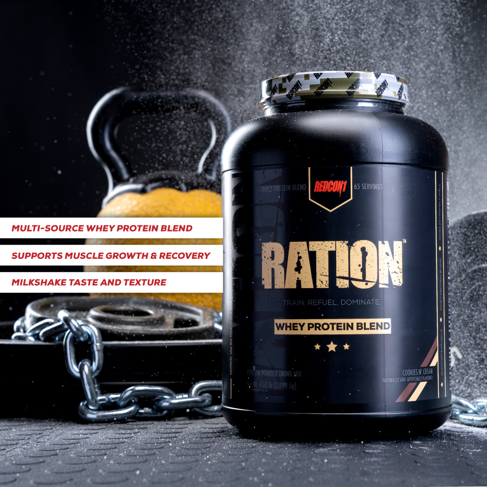 Redcon1 Ration - Whey Protein Blend 5lbs - Sữa Tăng Cơ Giảm Mỡ Tiêu Chuẩn Quân Đội (25G Protein, 11.4G EAA + 5.4G BCAA)