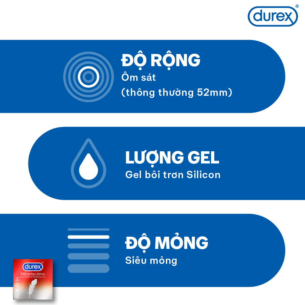 Bao Cao Su Durex Fetherlite Ultima (Hộp 3 Cái)