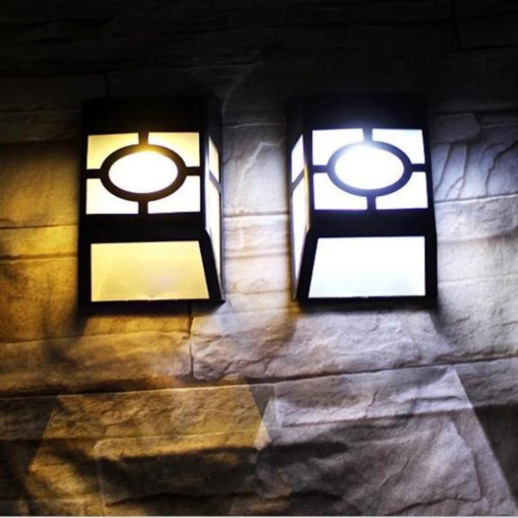 2Pcs LED Solar Power Wall Light Warm Light for Outdoor Patio Garden Yard