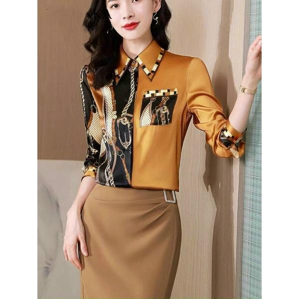 HÀNG NHẬP - ÁO SƠ MI LỤA HOA TIẾT 1 BÊN