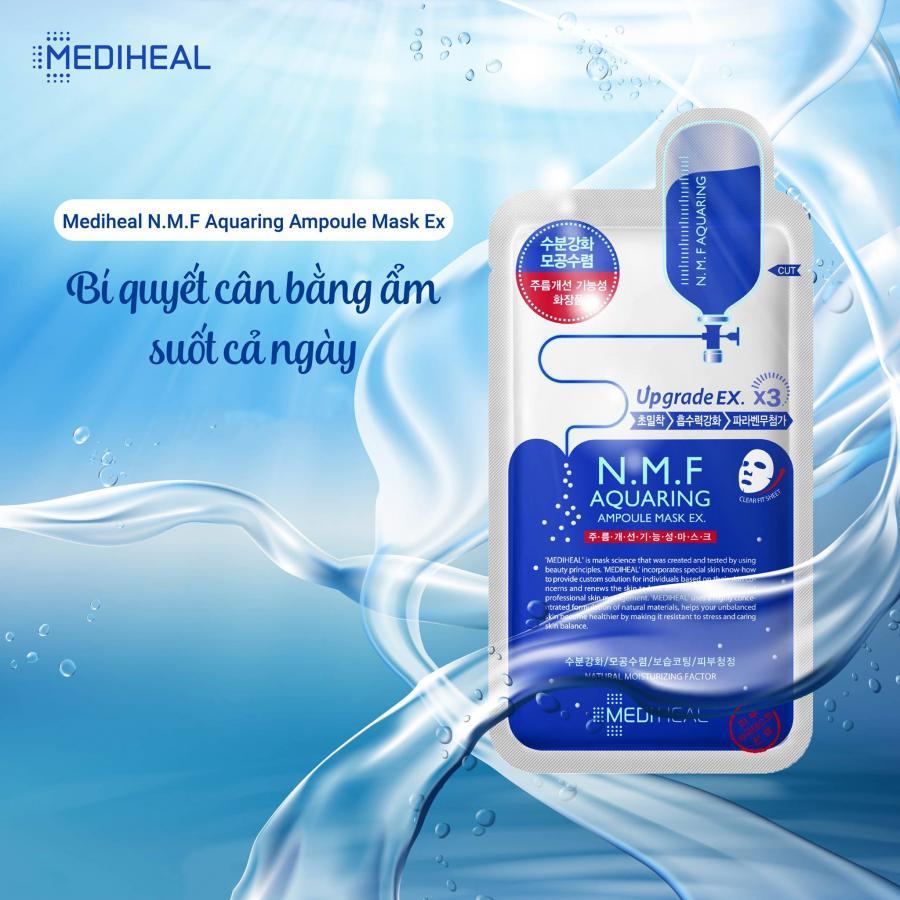 Mặt nạ cấp nước dưỡng ẩm cho da khô Mediheal N.M.F Aquaring Ampoule Mask Ex 25ml