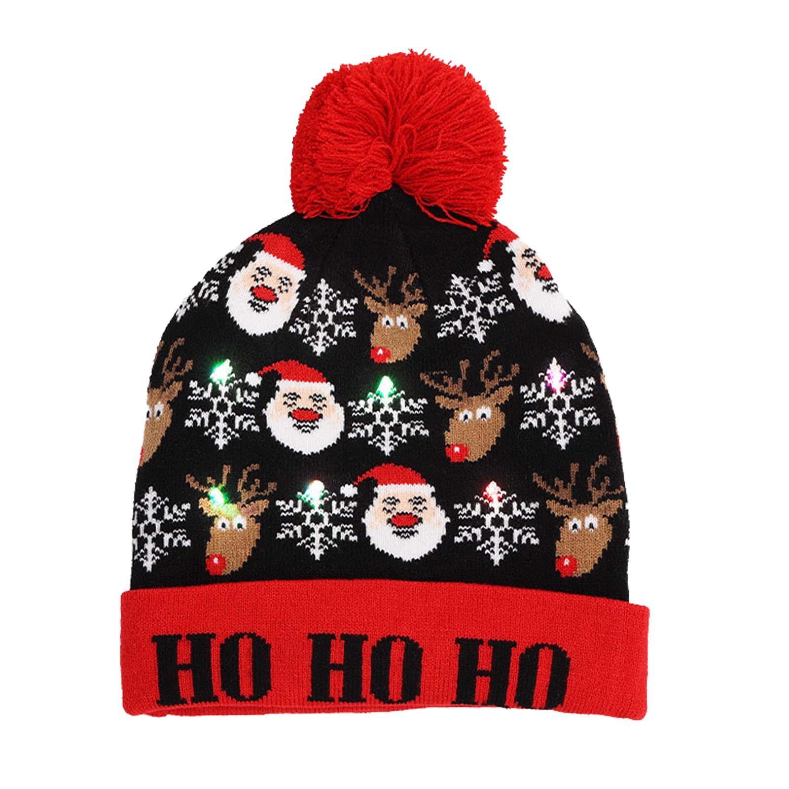Light up Christmas Hat Headgear LED Light Knitted Hat for Outdoor Xmas Party