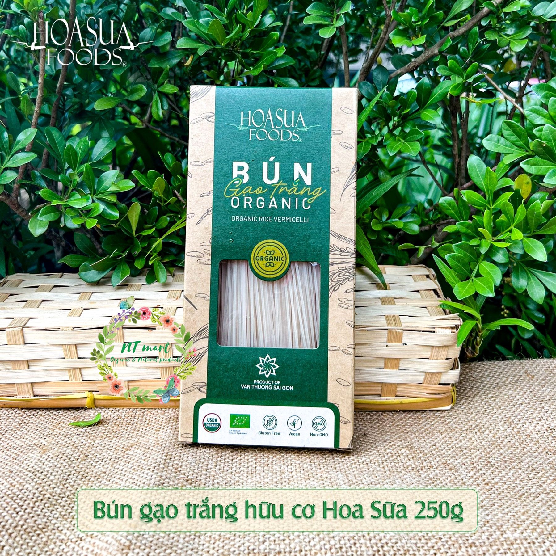 Bún/Phở gạo trắng hữu cơ Hoa Sữa Food hộp 250gr