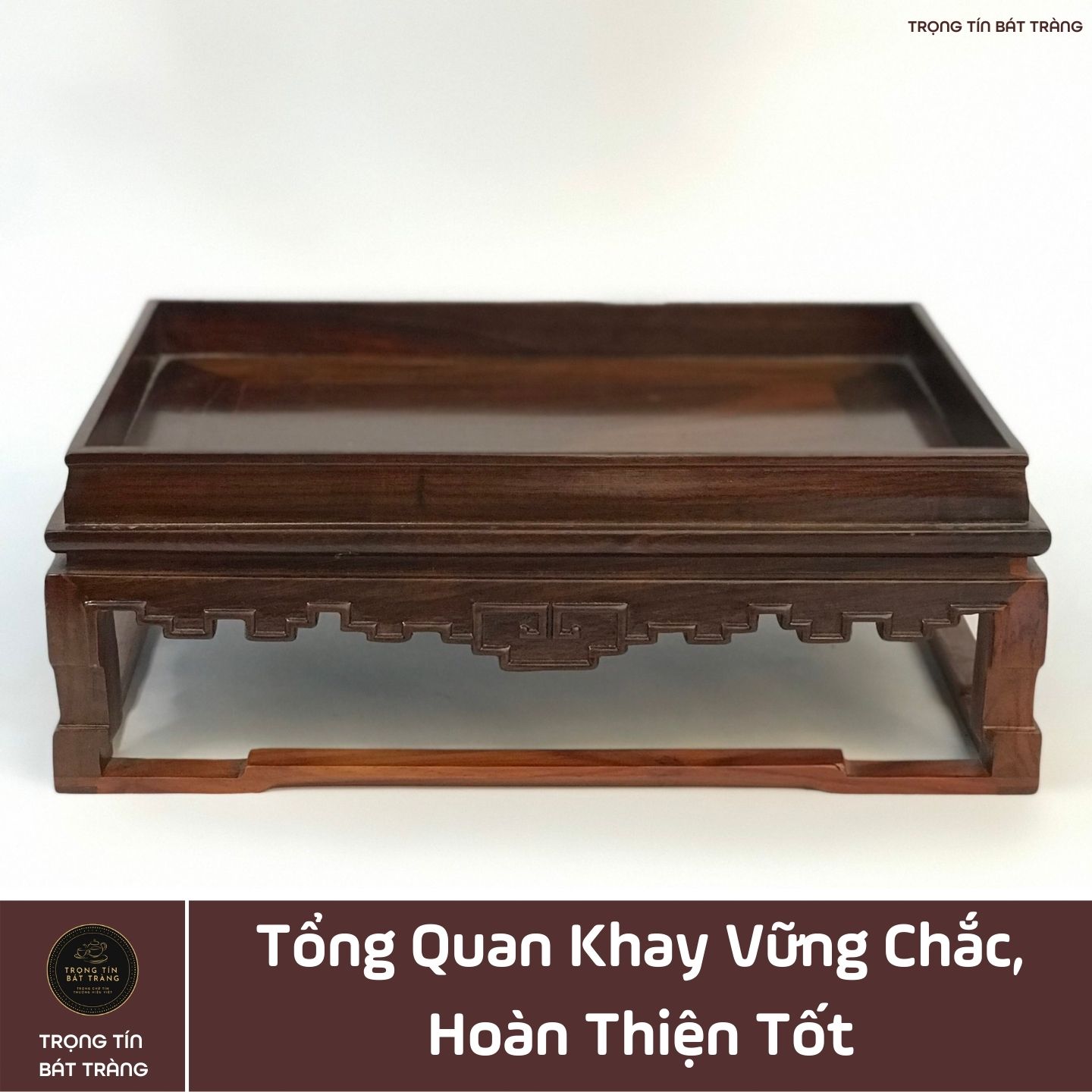 Khay Trà Gỗ Trắc Hình Chữ Nhật Kích Thước 29,5*19,5*10,5 cm KT 90