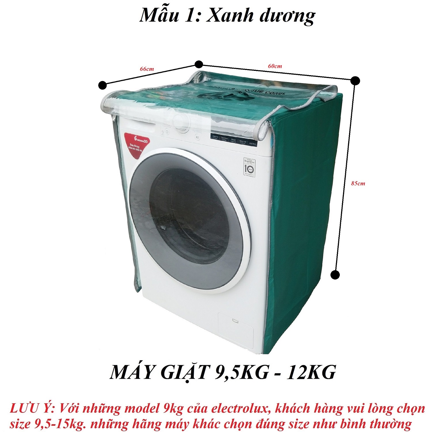 Vỏ bọc máy giặt cửa ngang chất liệu vải dù siêu bền chống mưa nắng màu xanh dương