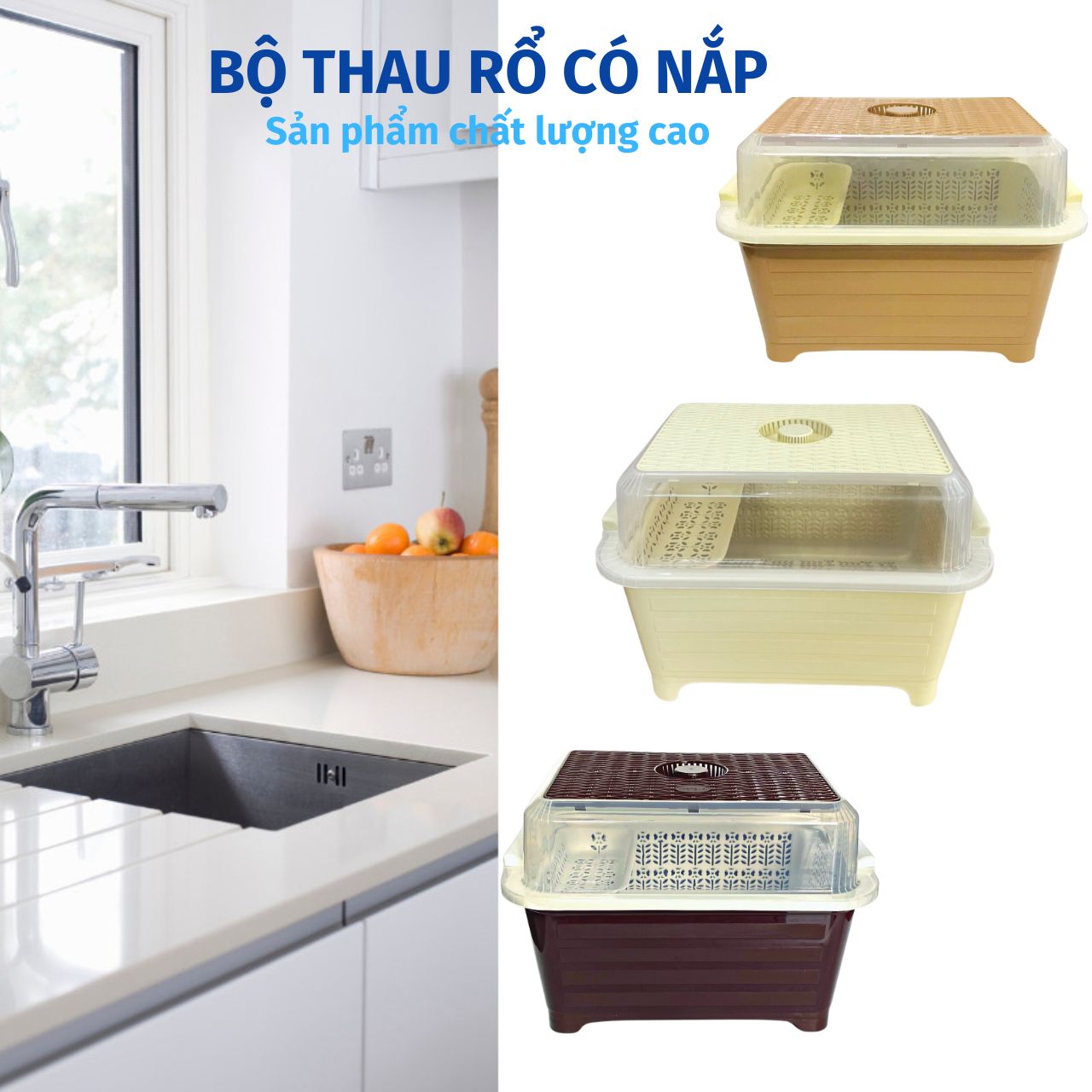 Thau Rổ Úp Chén Bát Dĩa Có Nắp Đựng Chén Chống côn trùng, bụi bẩn