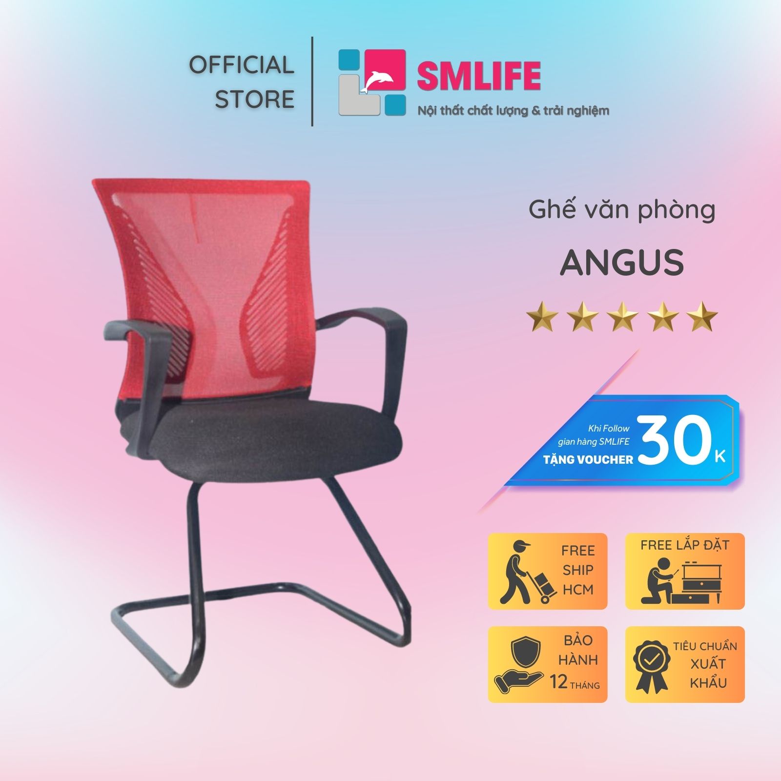 Ghế văn phòng chân quỳ lưng lưới SMLIFE Angus