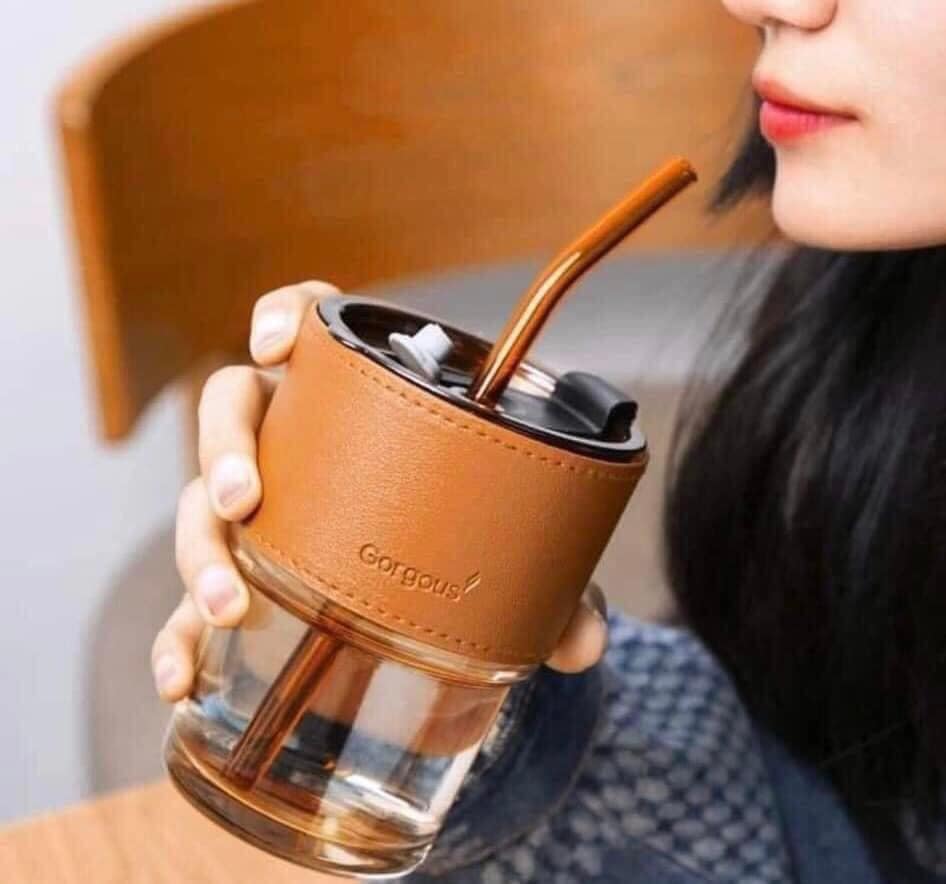 Cốc Thủy Tinh 450ml Bọc Da Cao Cấp