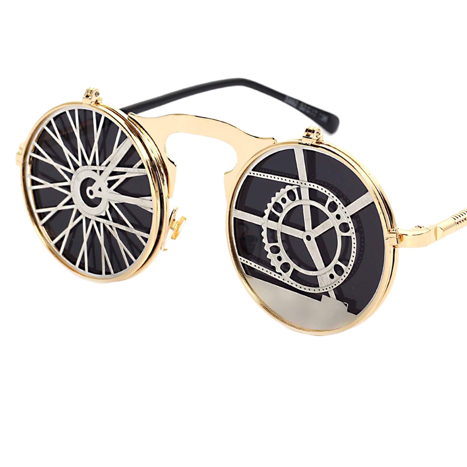 Fashion Steampunk Vintage Style Flip Up Round Sunglasses Vintage Circle Goggles Men Women