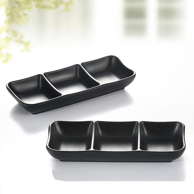 Khay chấm nhiều mẫu bằng nhựa phip cao cấp màu đen sang trọng dùng trong gia đình, nhà hàng, khách sạn