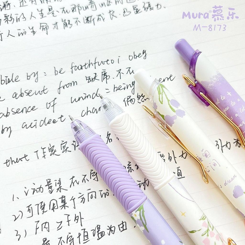 Bút bi nước mura phong cách màu tím đáng yêu violet - mực đen - but003