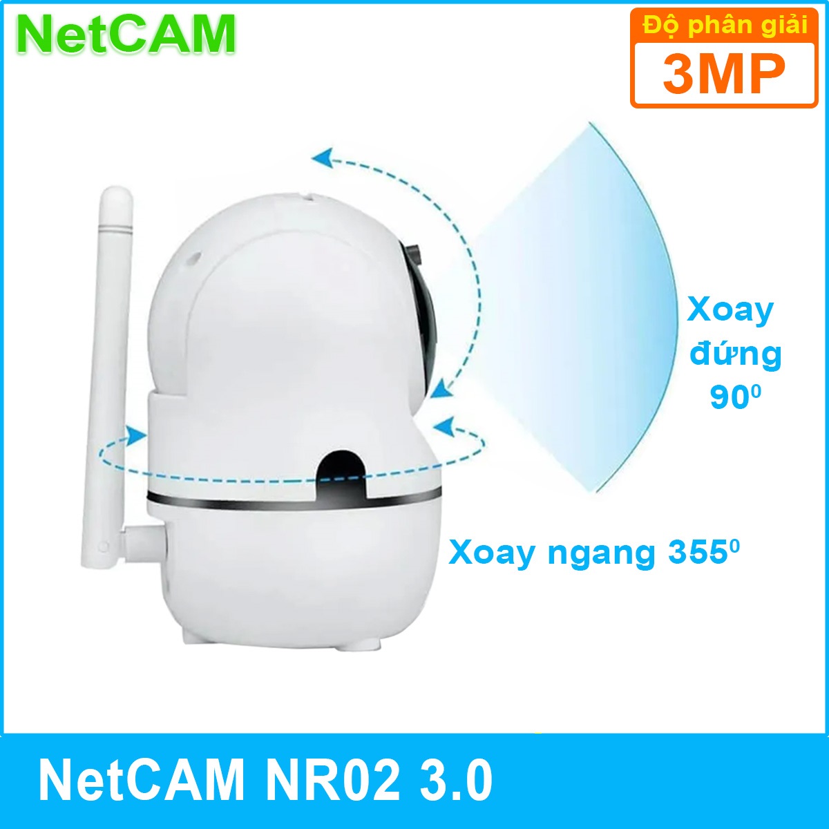 Camera IP WiFi Giám Sát An Ninh NetCAM NR02, độ phân giải 3.0MP - Hàng Chính Hãng