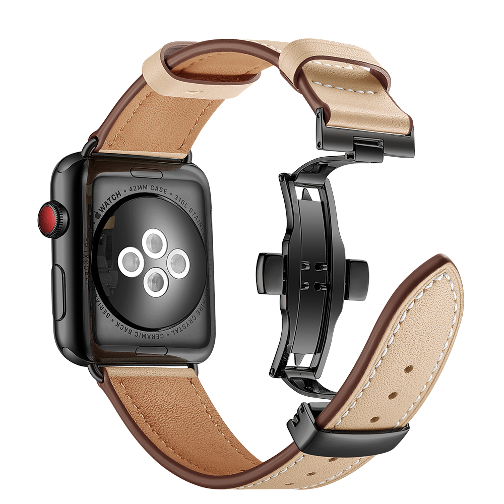 Dây Da Khóa Bướm Chống Gãy Dành Cho Apple Watch 42/44mm