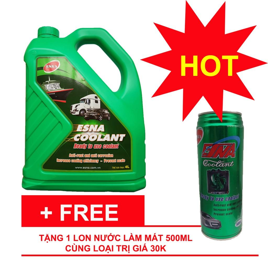 Nước làm mát động cơ xe ô tô màu xanh Esna Coolant 4L tặng lon 500ml