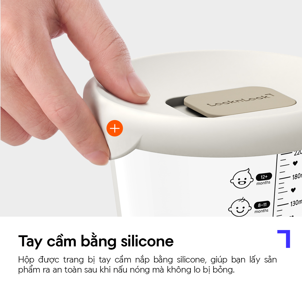 Bộ 3 Hộp Thủy Tinh Đựng Thức Ăn Dặm Cho Bé LocknLock LLG1031S3IVY Có Nắp Silicon, Vạch Chia - Hàng Chính Hãng - JoyMall