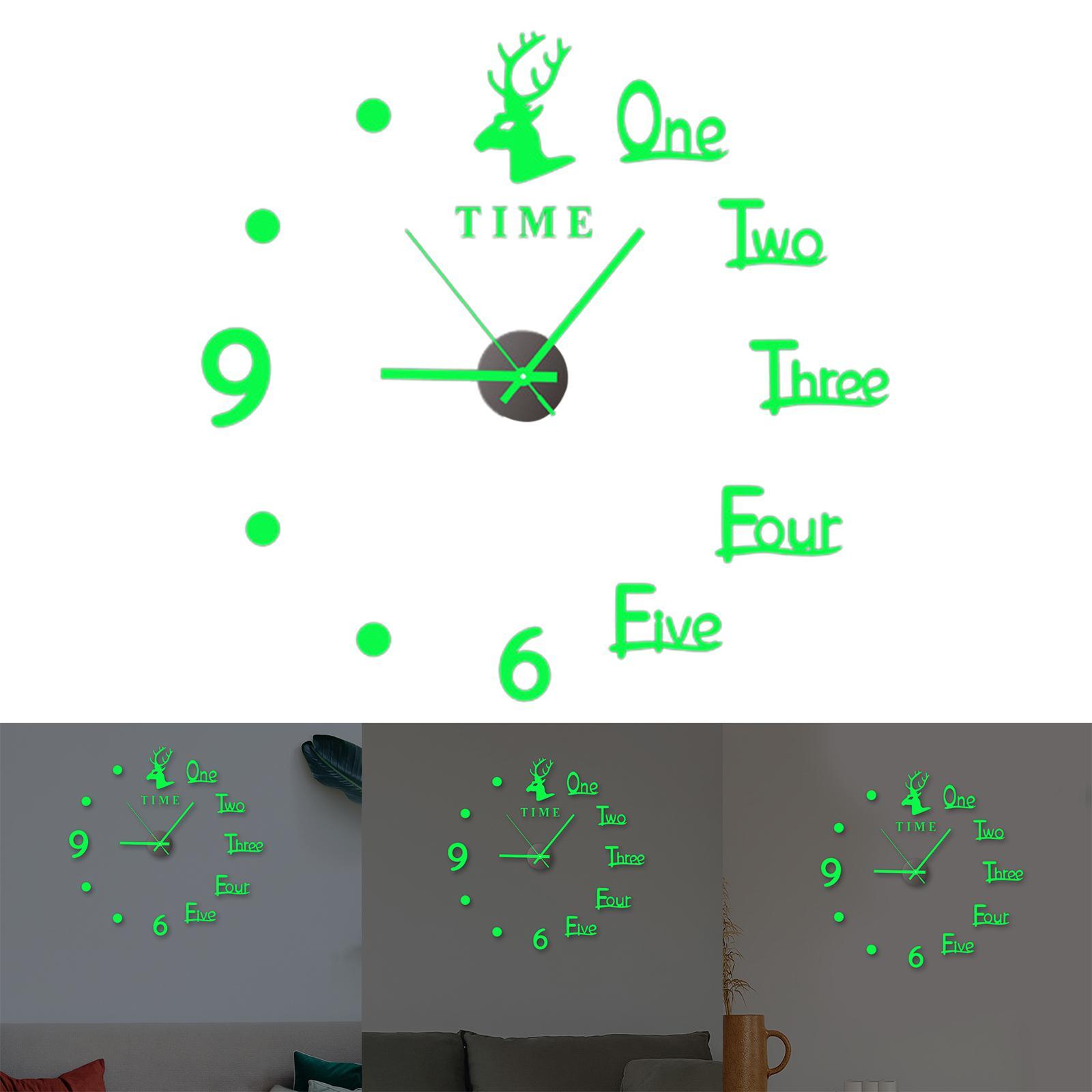 Luminous Wall Clock, DIY Digital Clock Wall Stickers, Silent Non Ticking Round Clocks for Office Living Room Bedroom Home Wall Decor