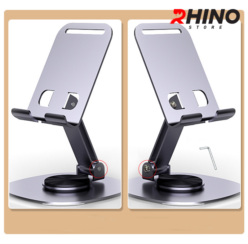 Kệ đỡ điện thoại 360° Rhino KP304, giá đỡ hợp kim nhôm cao cấp để bàn cho tiện lợi có thể gấp gọn - Hàng chính hãng
