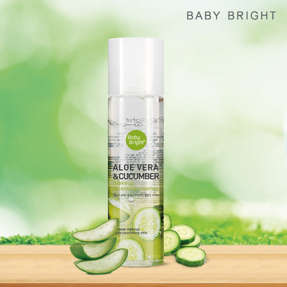 Nước tẩy trang lô hội dưa leo Baby Bright Aloe Vera &amp; Cucumber Make up Cleansing Essence 100ml