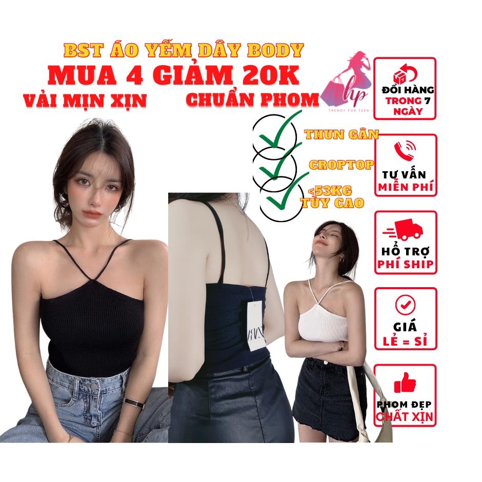 Áo 2 dây nữ chéo cổ croptop đẹp ôm body thun gân màu trắng đen cực dễ thương mẫu mới thời trang hàn -A8