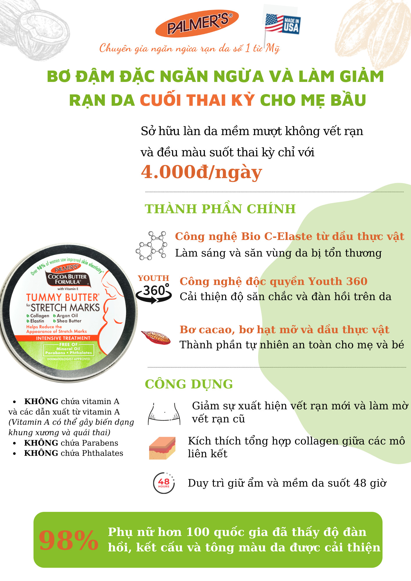 Kem chống rạn da PALMER'S Butter 125g