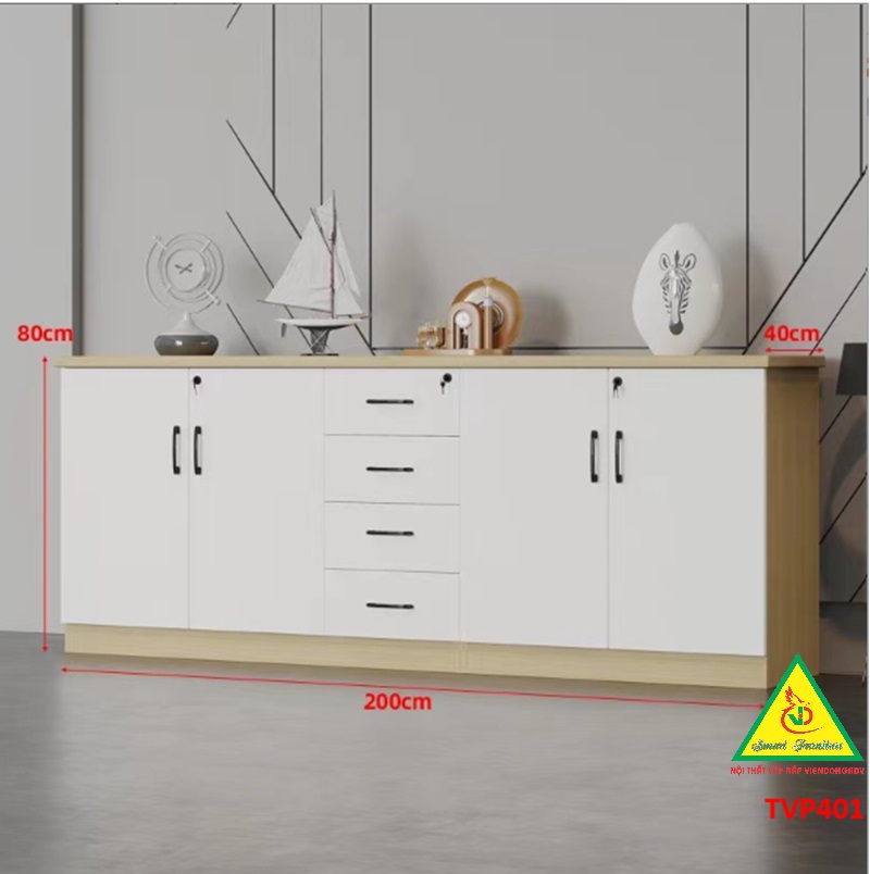 Tủ hồ sơ văn phòng, tủ tài liệu thấp gỗ MDF TVP401A - NỘI THẤT LẮP RÁP VIENDONGADV