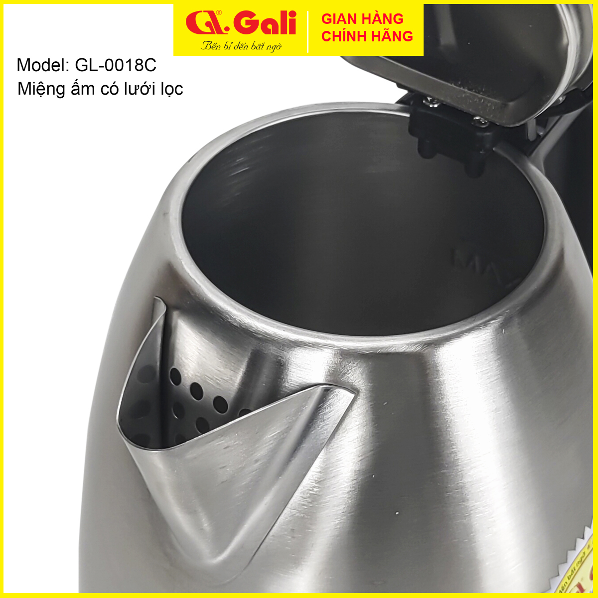 Bình Đun Siêu Tốc GALI GL-0018C GL-0025 GL-0012A GL-0050 GL-0017C GL-0018I GL-17X GL-18F GL-18K GL-18E dung tích từ 1,2 lít - 5 lít, Inox (SUS 304) , không bị phôi nhiễm, bảo hành chính hãng