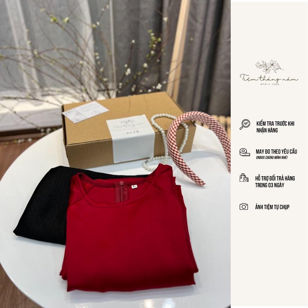 Áo dài xưa dáng suông - màu đỏ đô