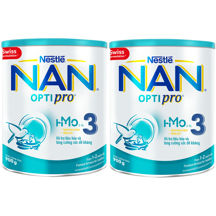 Combo 2 Lon Sữa Bột Nestlé NAN OPTIPRO 3 HMO 900g