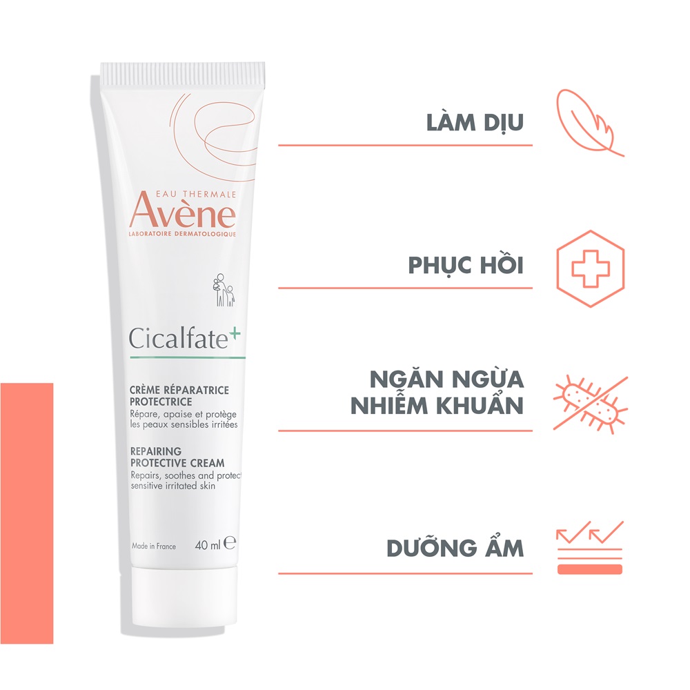 Kem Dưỡng Avène Làm Lành Da Nội Sinh và Ngăn Nhiễm Khuẩn Cicalfate+ Repairing Protective Cream 40ml