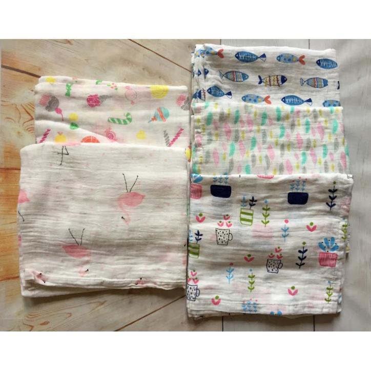 Khăn cotton aden 4 lớp đa năng dùng tắm hoặc quấn bé