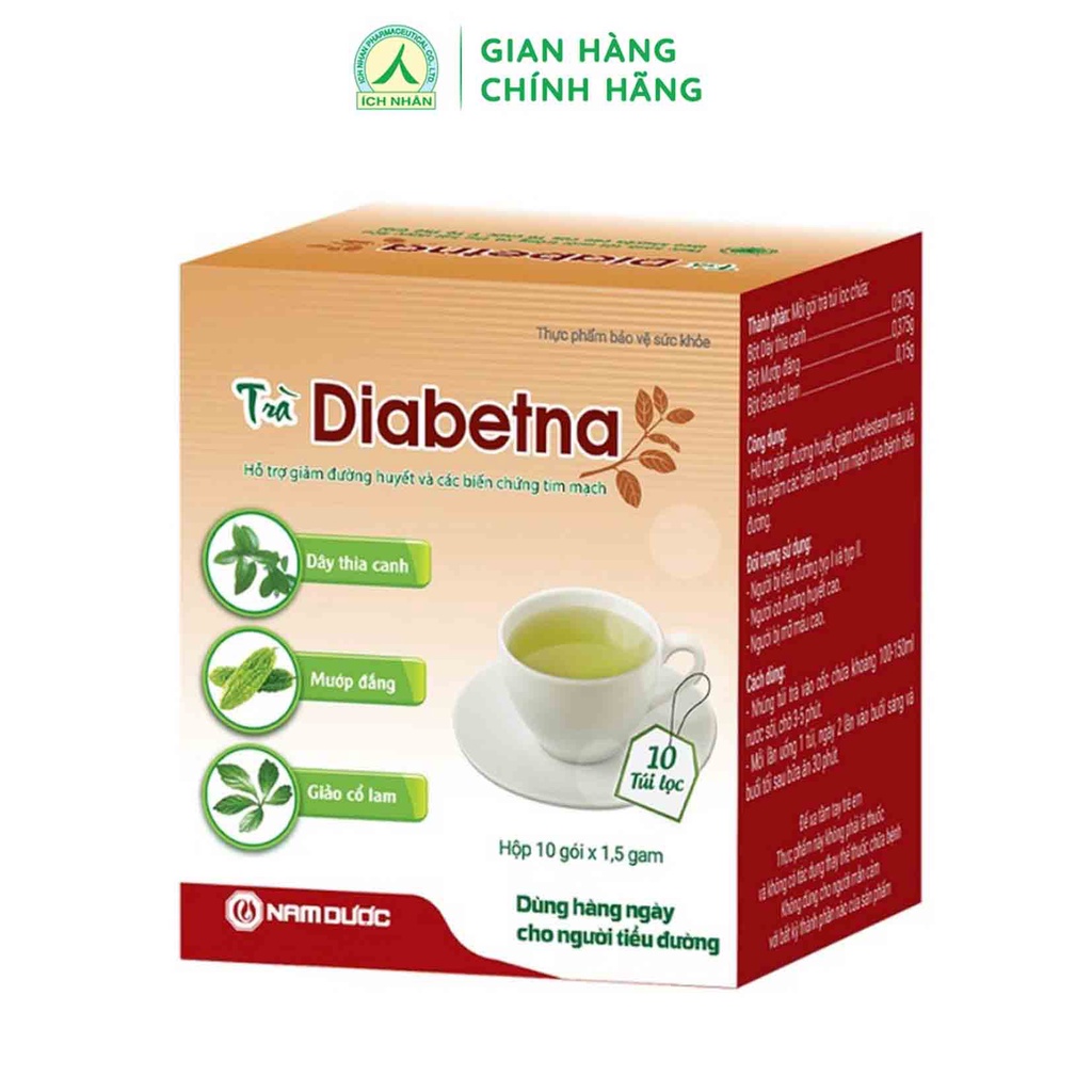 Trà Diabetna, Hỗ trợ giảm đường huyết và mỡ máu, lưu thông khí huyết