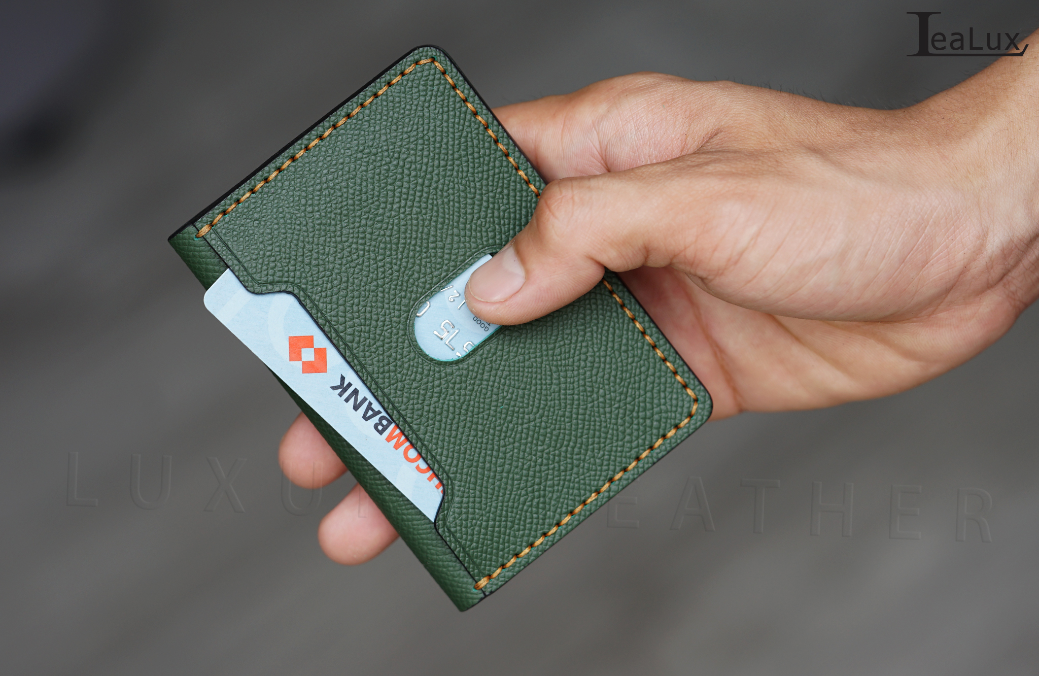 Ví Đựng Thẻ Nam Nữ Da Epsom Handmade Lealux Mini Epsom Wallet 1