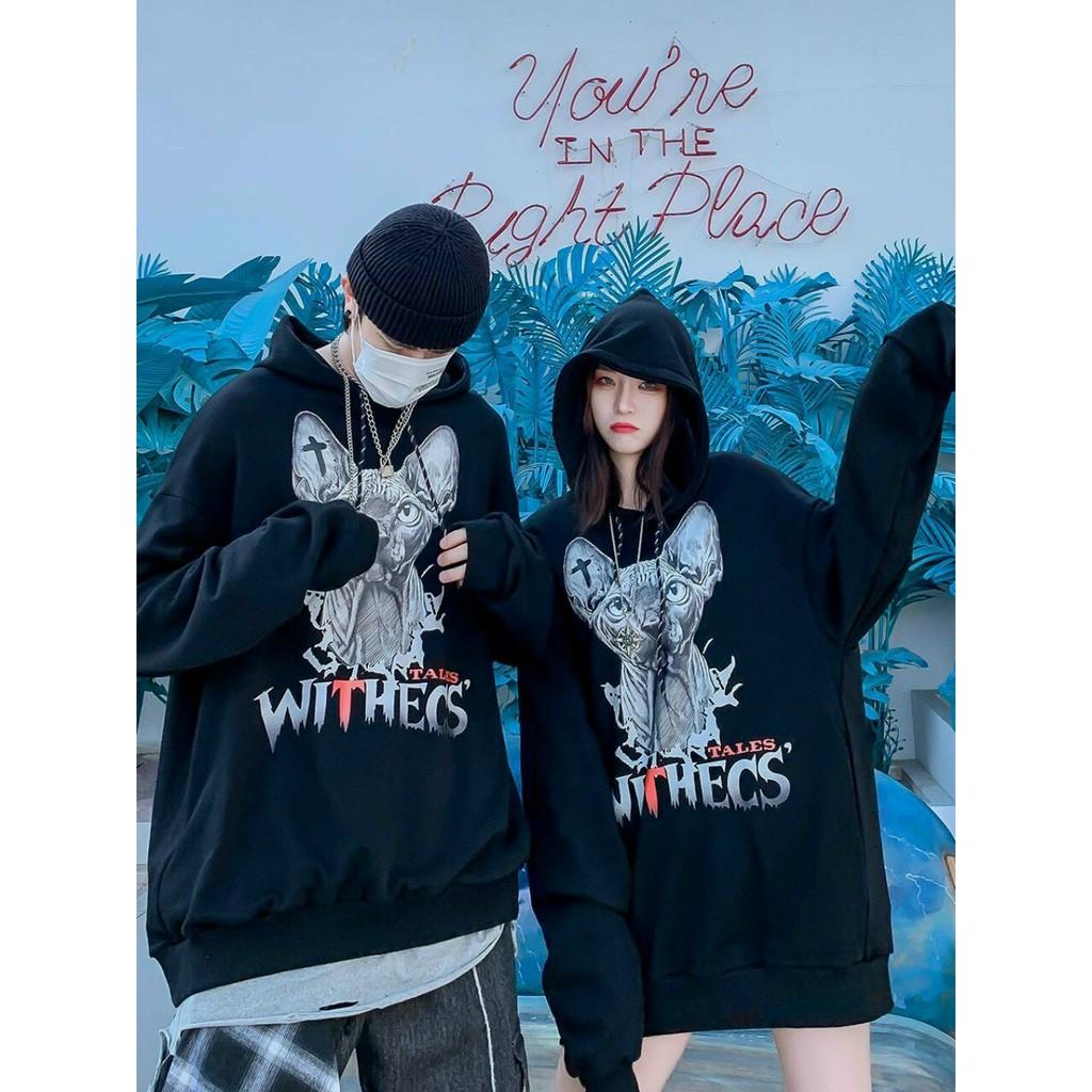 Áo Hoodie Không Xù lông Dành Cho Nam Cho Nữ và Cặp Đôi màu đen Chất Nỉ Form rộng in hình Unisex 123SHOP