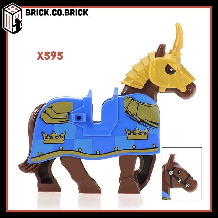 Lắp Ráp Mô Hình minifig Ngựa chiến mặc Giáp Horse phim Rings Lord Chúa tể X0158